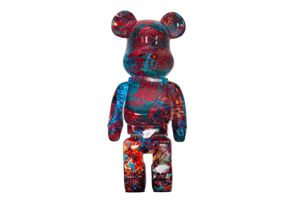 Statuette Splash aux coulures de peinture rouge et bleue